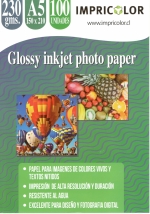 imagen  PAPEL FOTO GLOSSY 230GR. A5 15x21 cm 100H