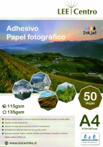 imagen PAPEL ADHESIVO FOTO GLOSSY 115GR. A4 50H. LEE CENTRO